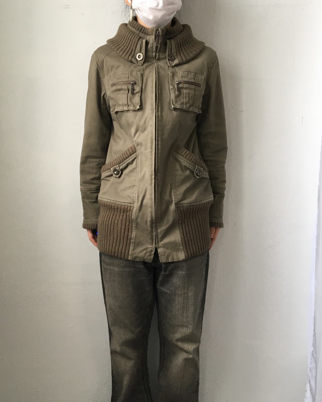 Ribbed point high neck jacket 상품이미지1