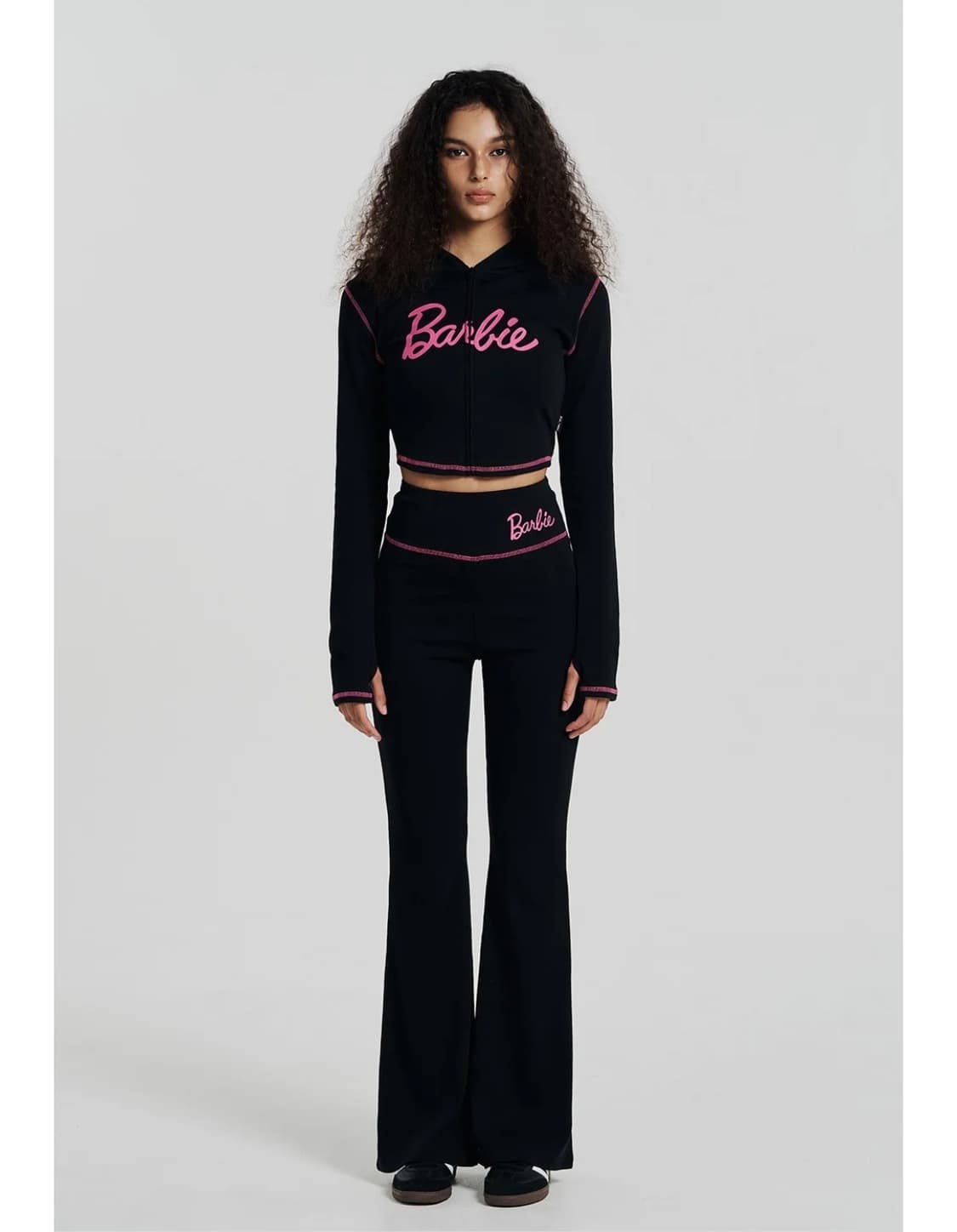 hdex 에이치덱스 바비 레터링크롭후디집업 부츠컷팬츠 트레이닝셋업 상품이미지1
