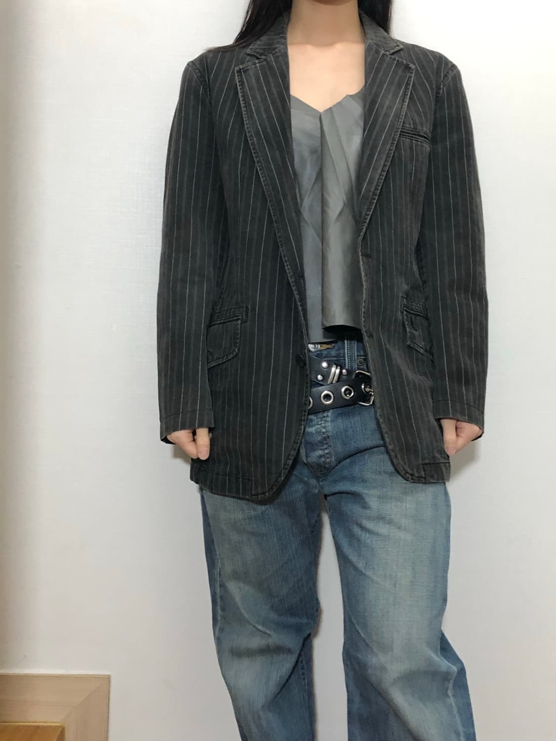 빈티지 빈폴 그레이 스트라이프 자켓 상품이미지5