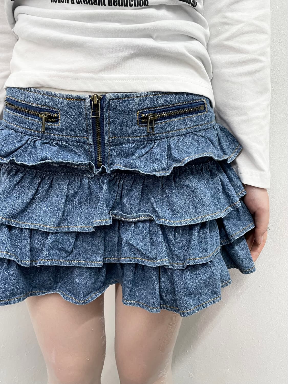 키치 데님 프릴 캉캉 스커트 상품이미지4