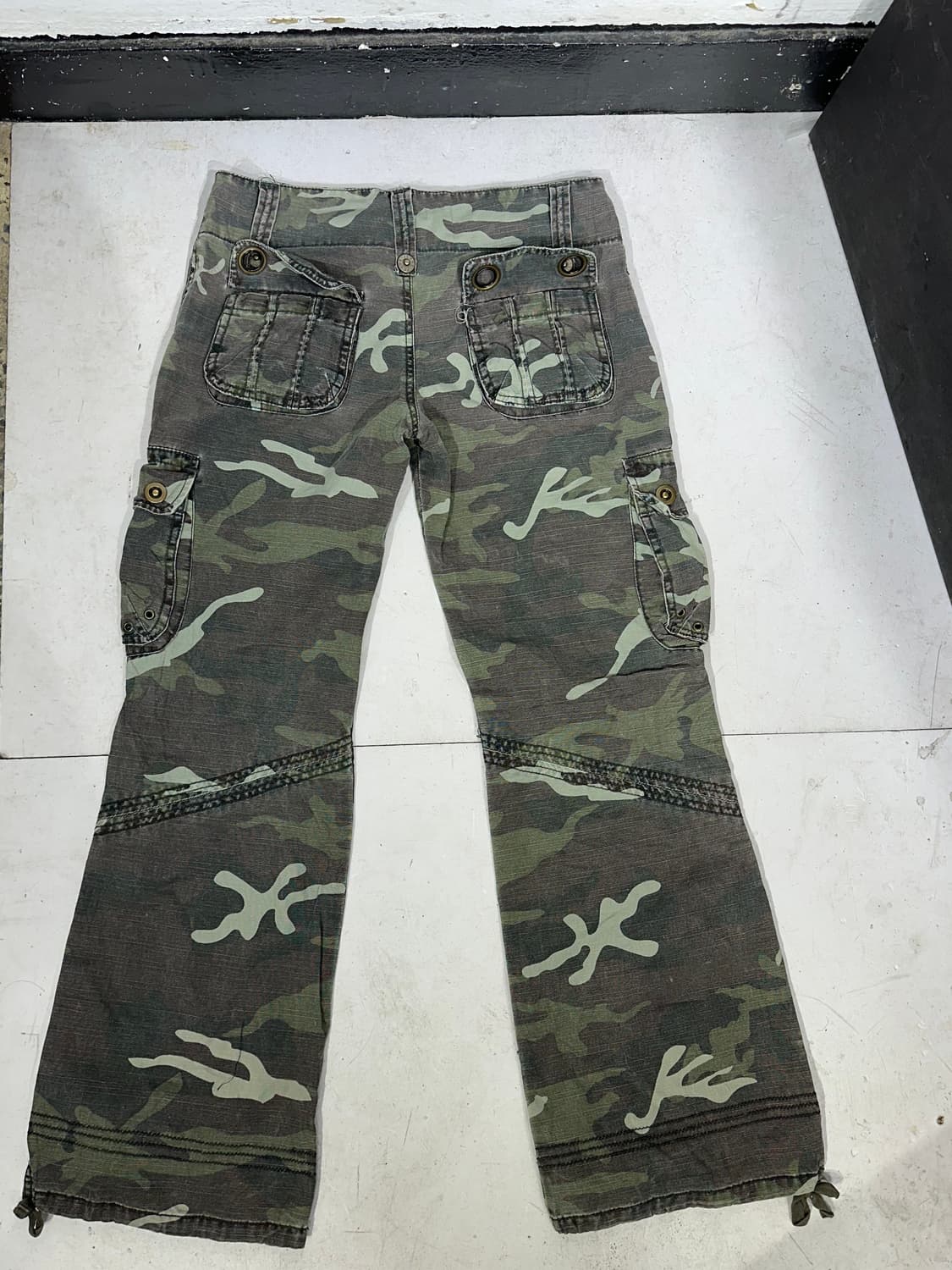JPN 일본 빈티지 밀리터리 카모 부츠컷 로우라이즈 카고 팬츠 M 상품이미지9