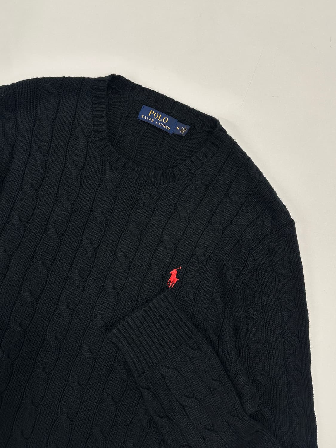 폴로 케이블 니트 블랙 m(95-100) 상품이미지1