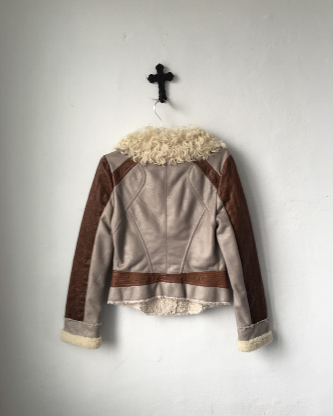 Lamb fur layered leather jacket 상품이미지3