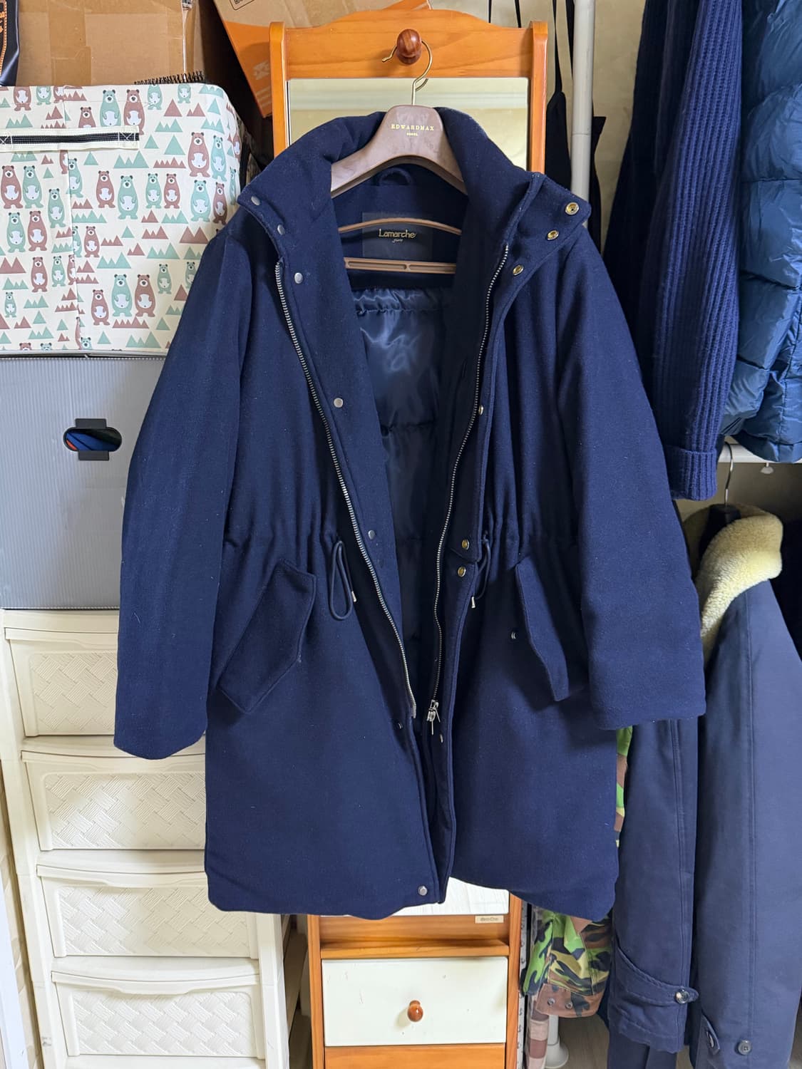 라마르쉐홀리데이 LMH-101 다크네이비 울 헤비다운 롱패딩 파카 S 상품이미지2