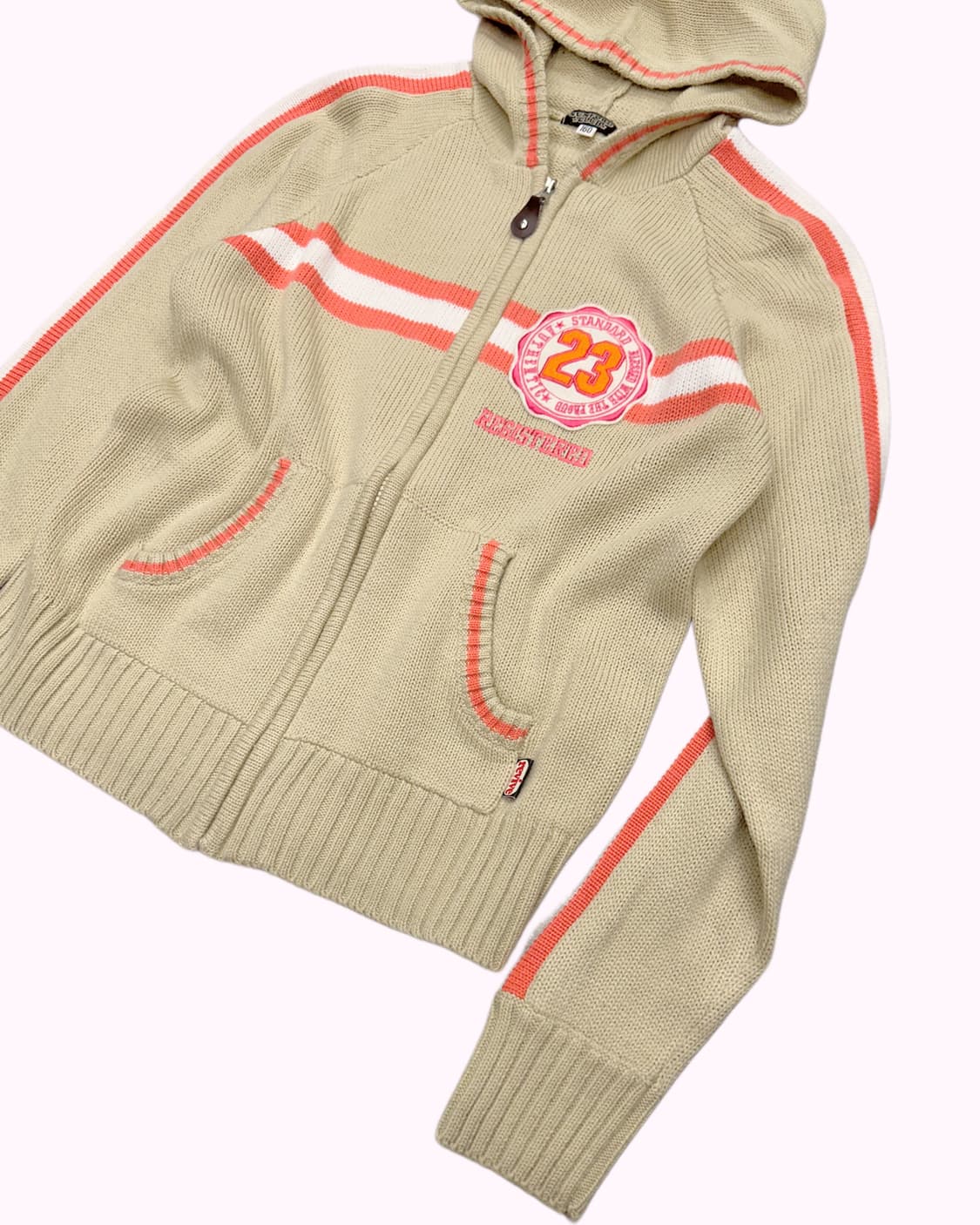 beige knit hood zip-up 상품이미지2