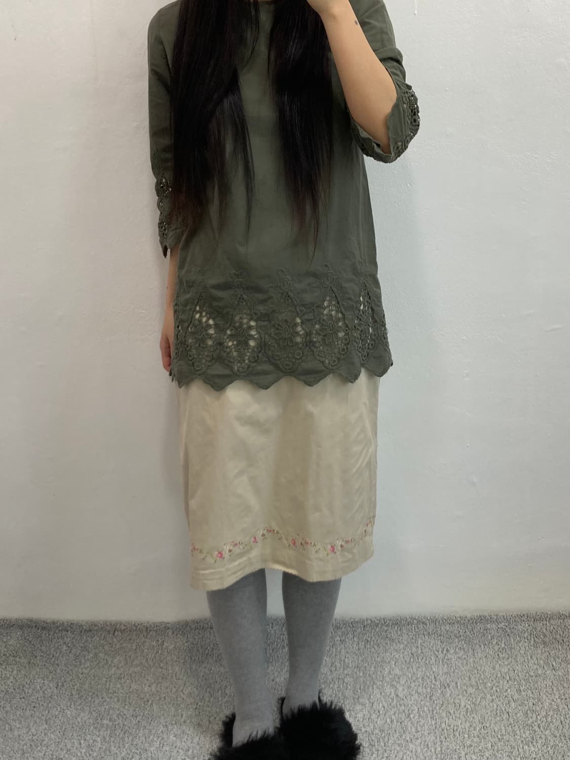 플라워 십자수 스커트 상품이미지2