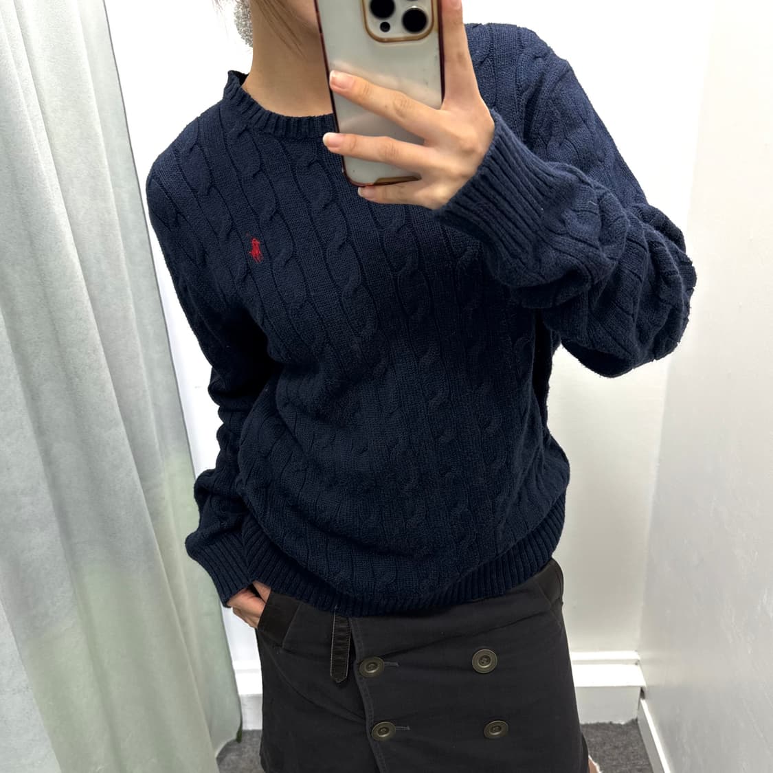 폴로 네이비 꽈베기 니트 상품이미지2