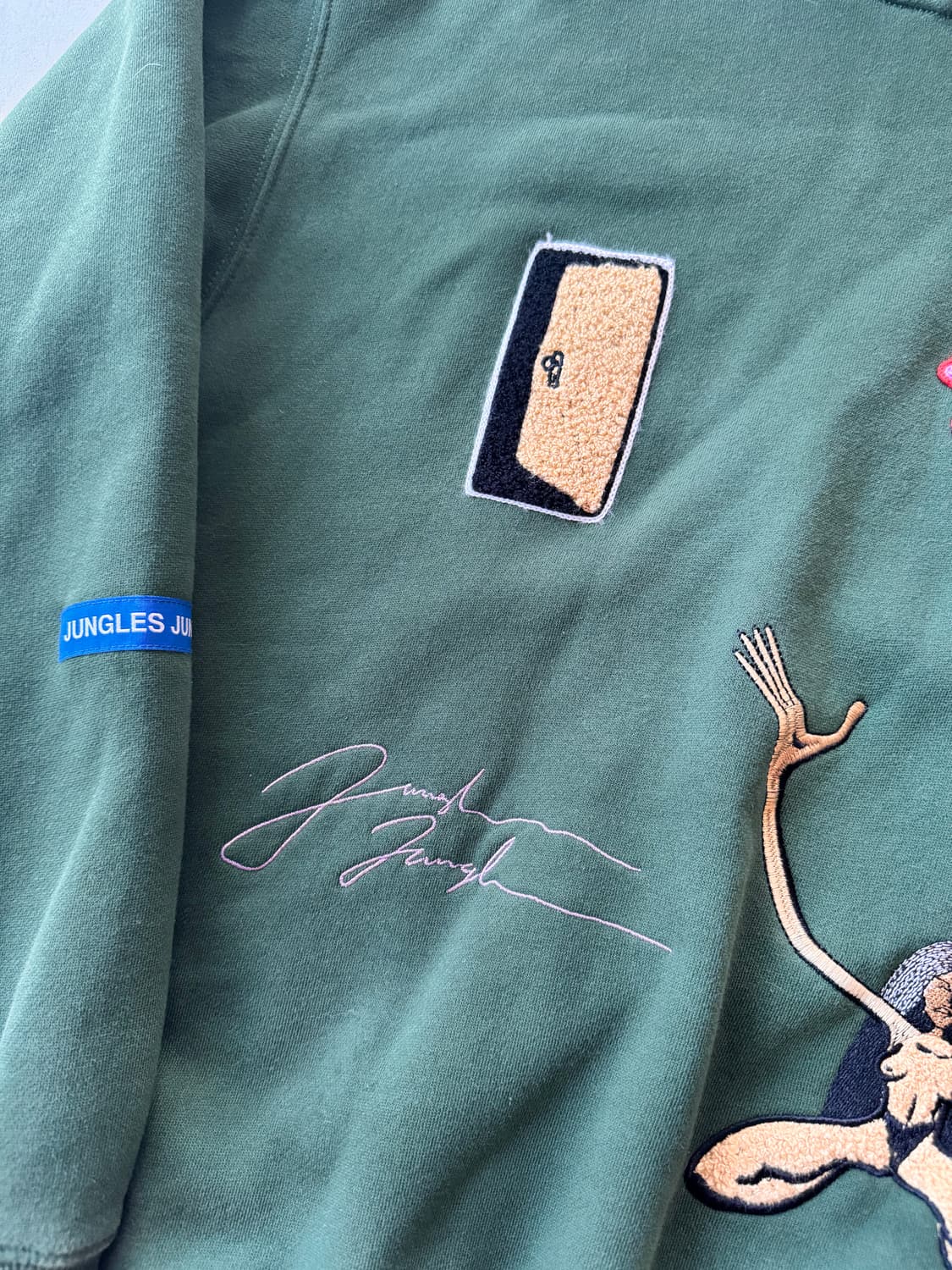 JUNGLES JUNGLES 자수 후드 (그린) 상품이미지5