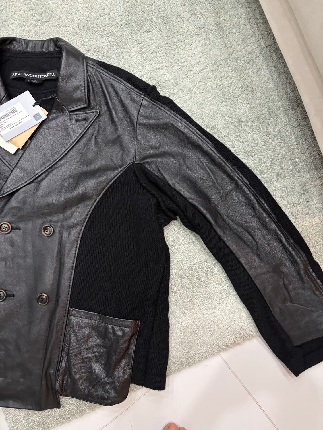 앤더슨벨 / 테디 레더 니트 더블 자켓 / L 상품이미지5