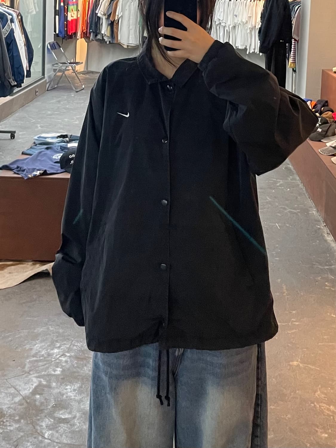 나이키 블랙 로고 코치 자켓 H2727 상품이미지1