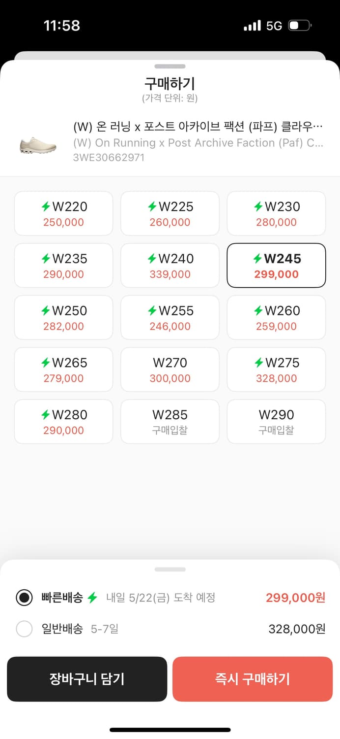 온 X 파프 클라우드벤쳐 아이스문 W245 상품이미지7