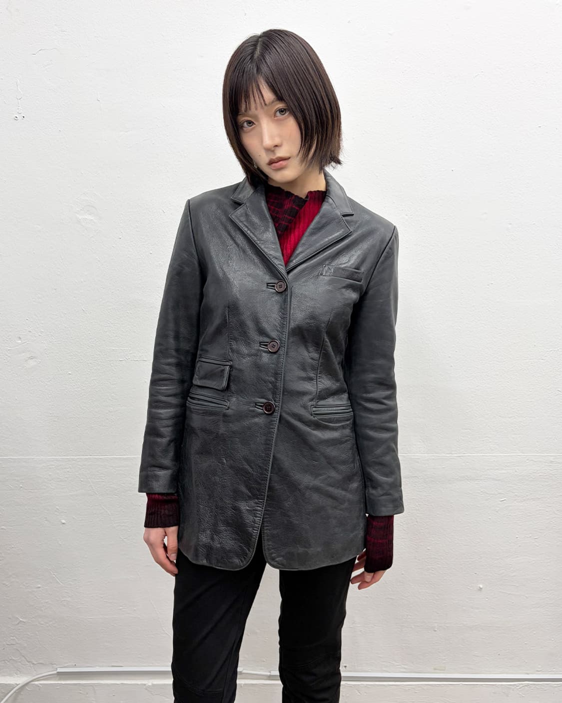 빈티지 카우 레더 블레이저 상품이미지1