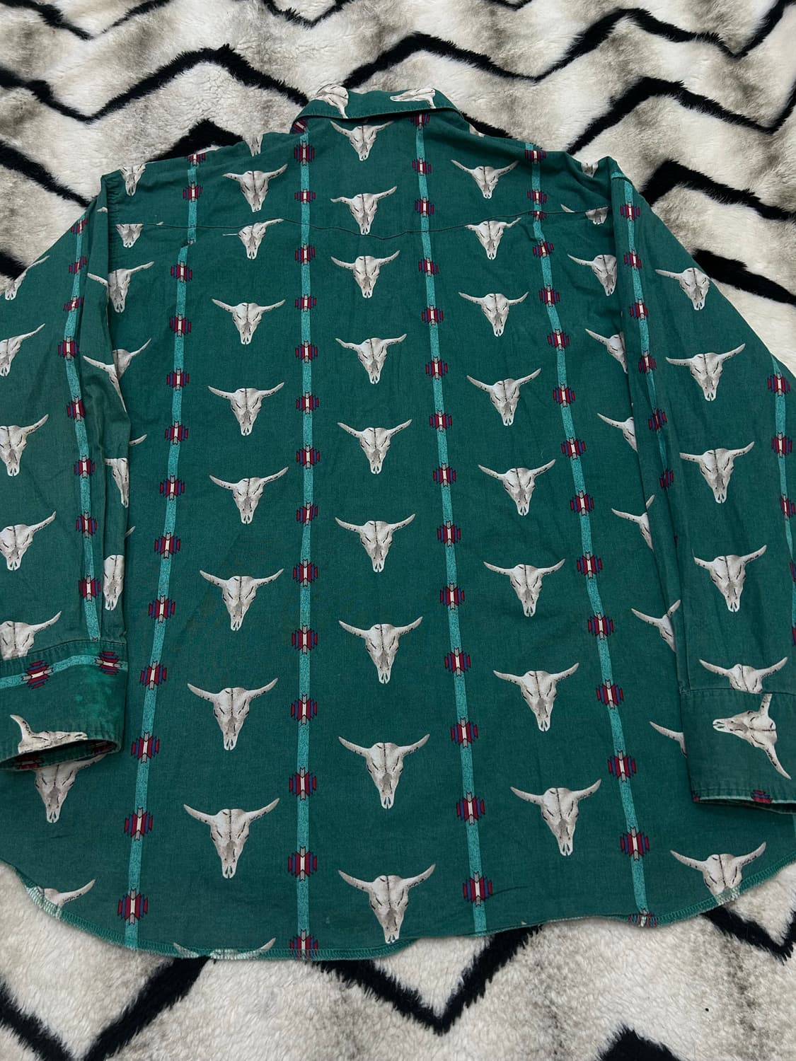 [2XL]랭글러 아즈텍 카우 스컬 스냅 버튼 셔츠 상품이미지4