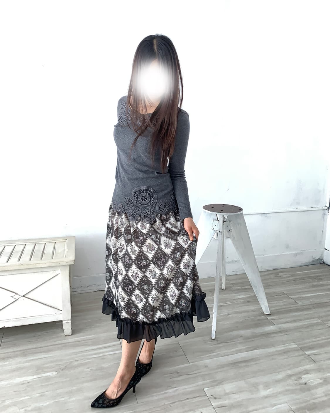 Axes Femme Antique Midi Skirt 상품이미지8