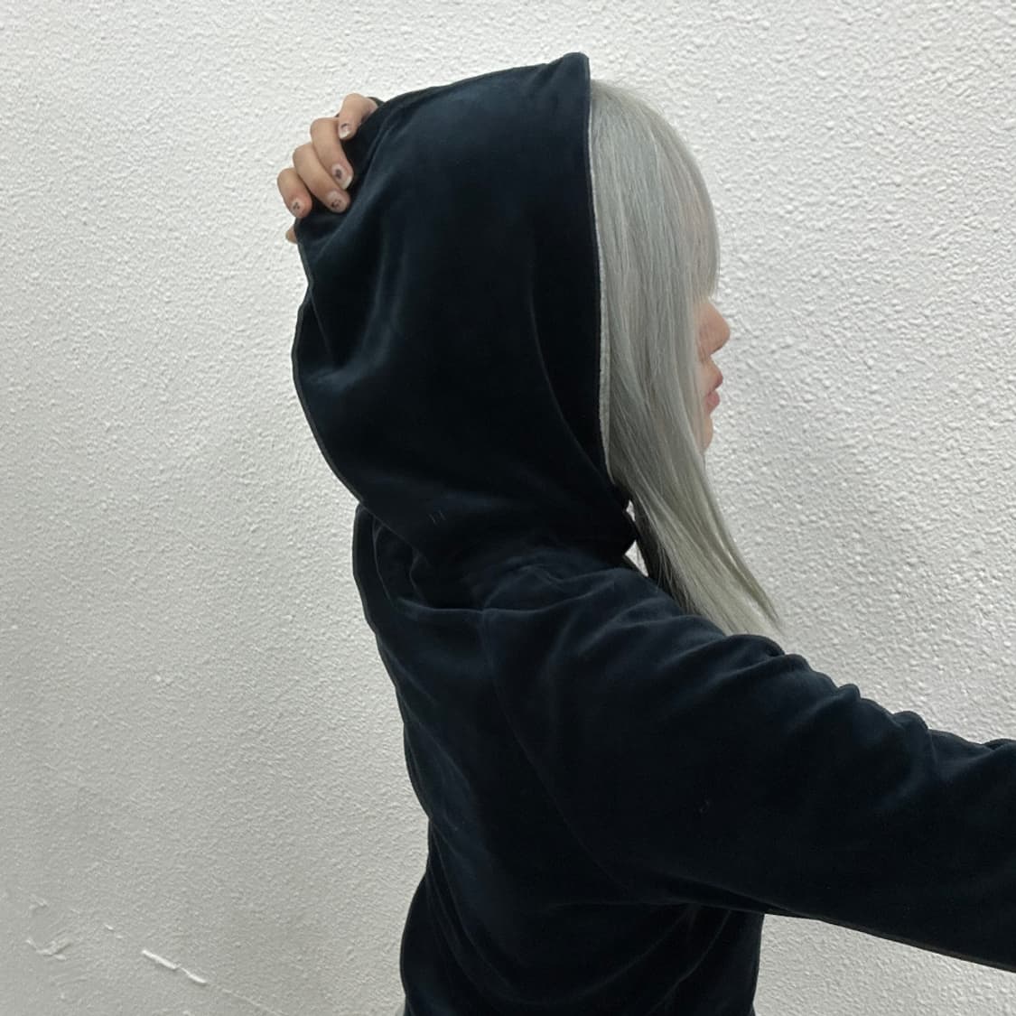 나이키 미니로고 네이비 벨벳 후드집업 L 상품이미지3