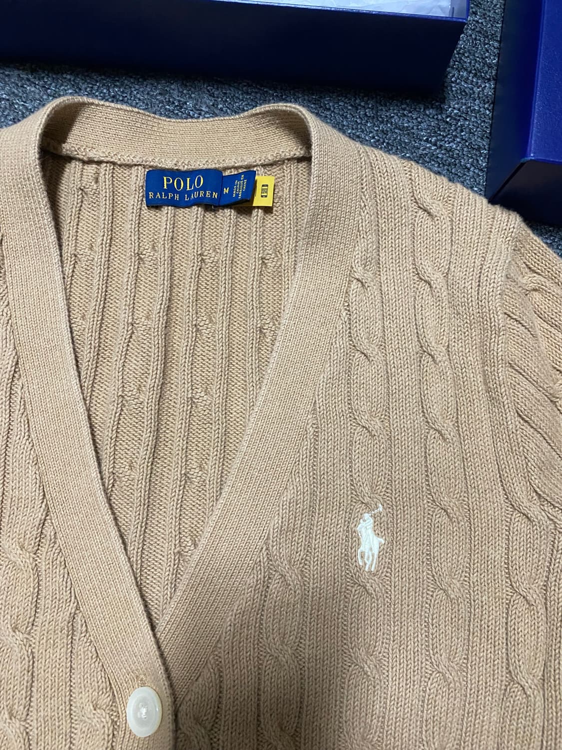 정품 최신형 QR택 폴로 케이블 코튼 가디건 니트 상품이미지6