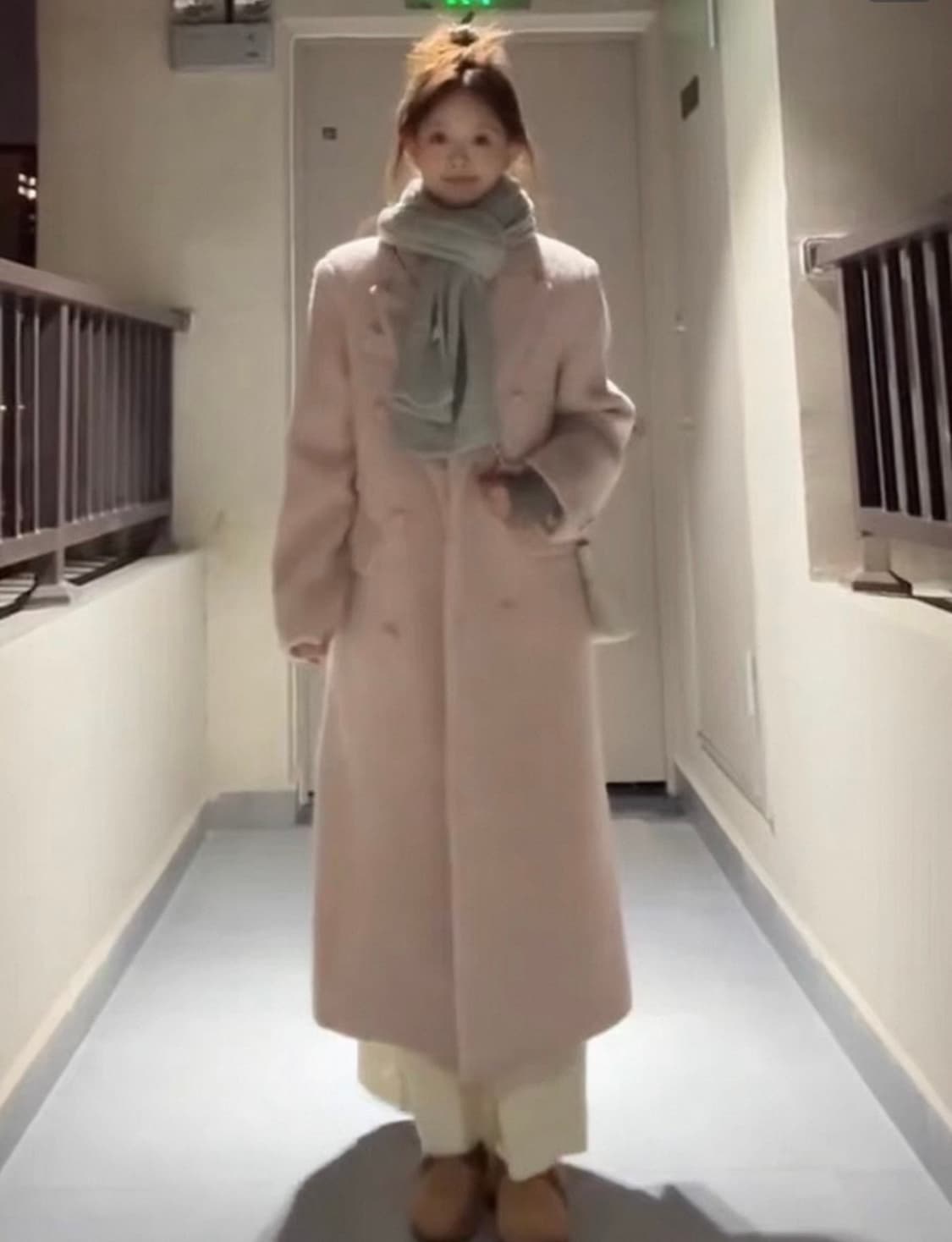 핑크 울 롱코트 상품이미지2