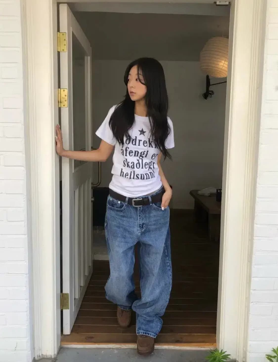 1119메이드 커브핏 화이트 스티치 데님팬츠 진청 상품이미지3