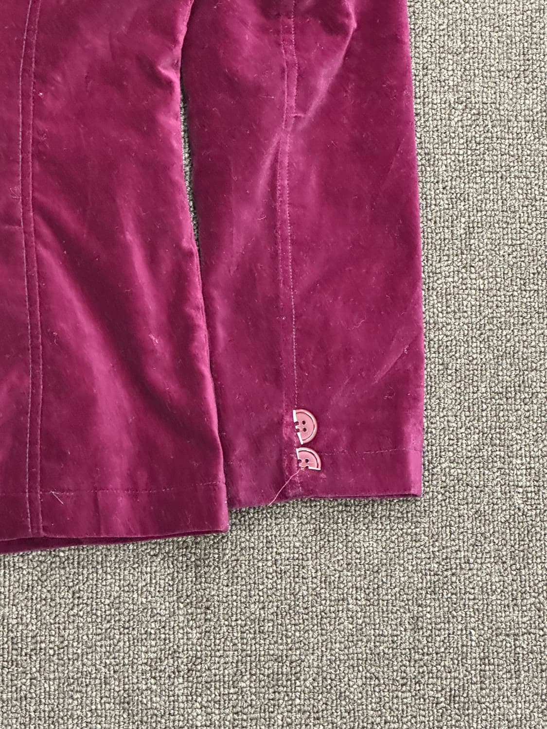 OS)Japanese vintage 여성 버건디 벨벳 자켓 상품이미지6