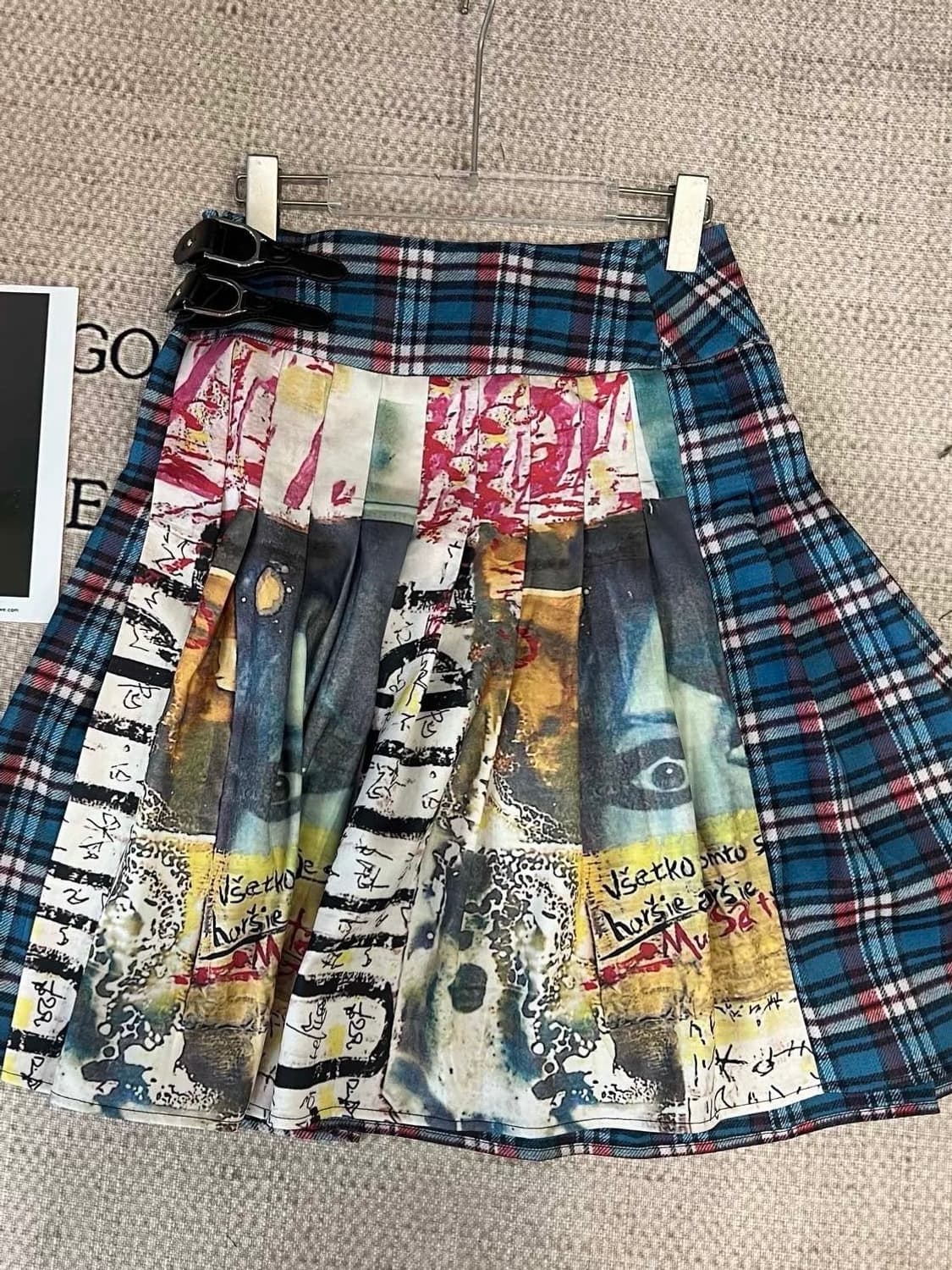 펑키 체크 믹스 아트 프린팅 스커트 상품이미지3