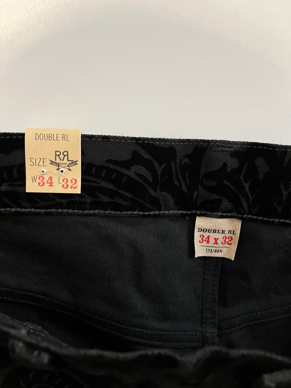 더블알엘 RRL 하이 슬림 블랙 피치드 진 12온스 데님 블랙 플로럴 상품이미지7