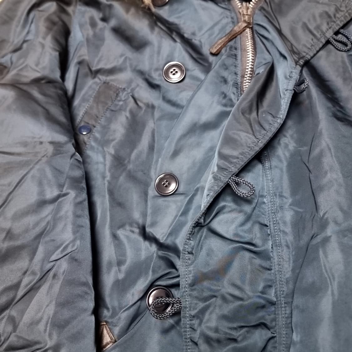 미제 알파인더스트리 N3B 블루 퍼 후드 패딩 코트(XL) 상품이미지3