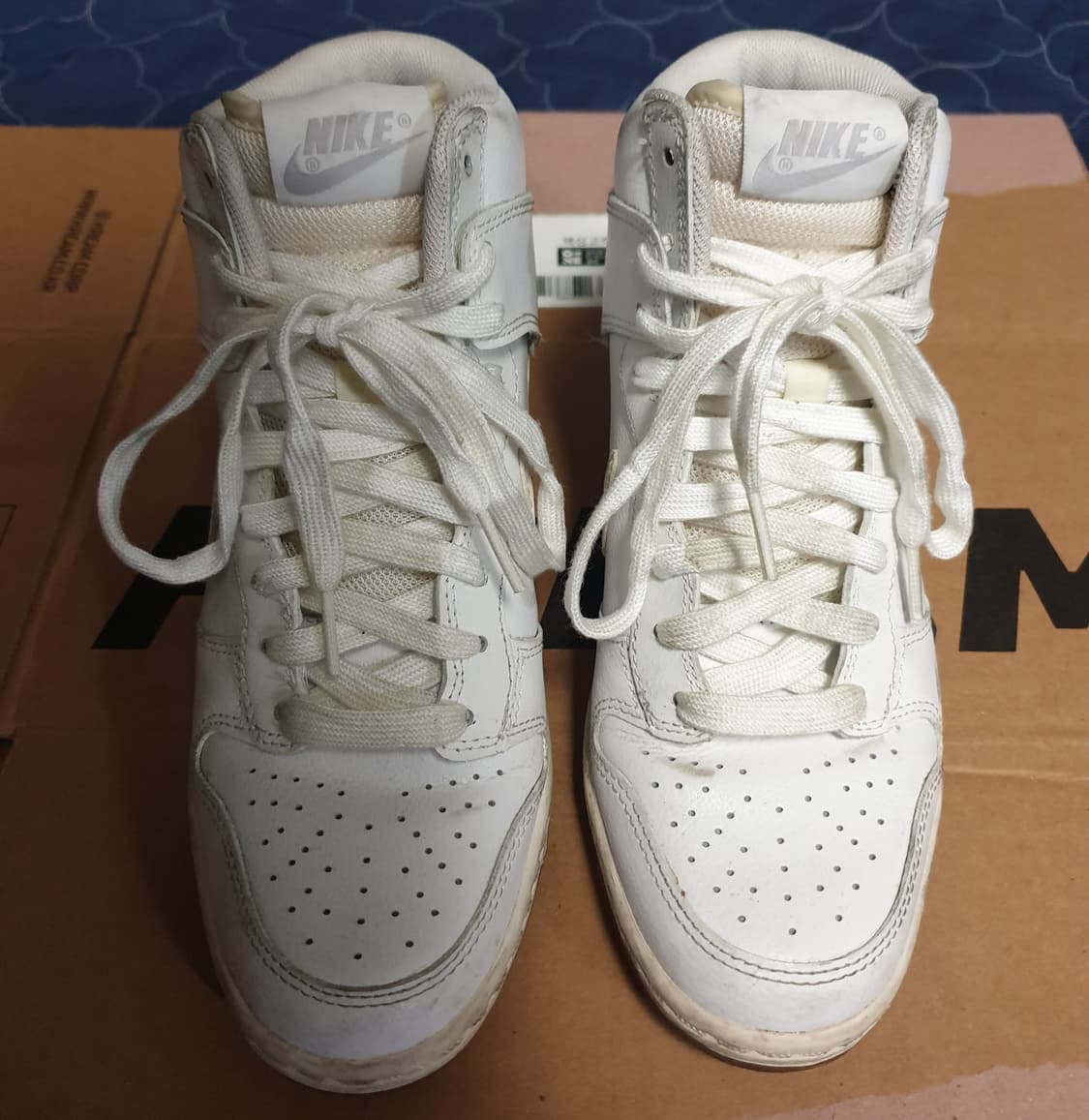 나이키 우먼 키높이 덩크하이 스니커즈 화이트 (235) 6cm 상품이미지1