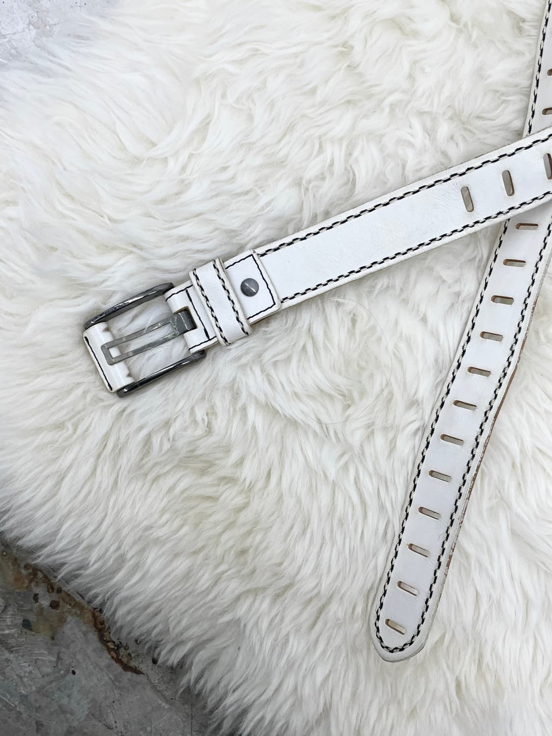 리얼레더 스티치 펀칭 버클 벨트 상품이미지6