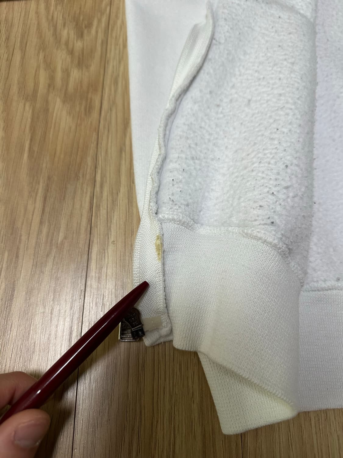 90s 빈티지 러셀 후드집업 화이트 M USA 상품이미지9