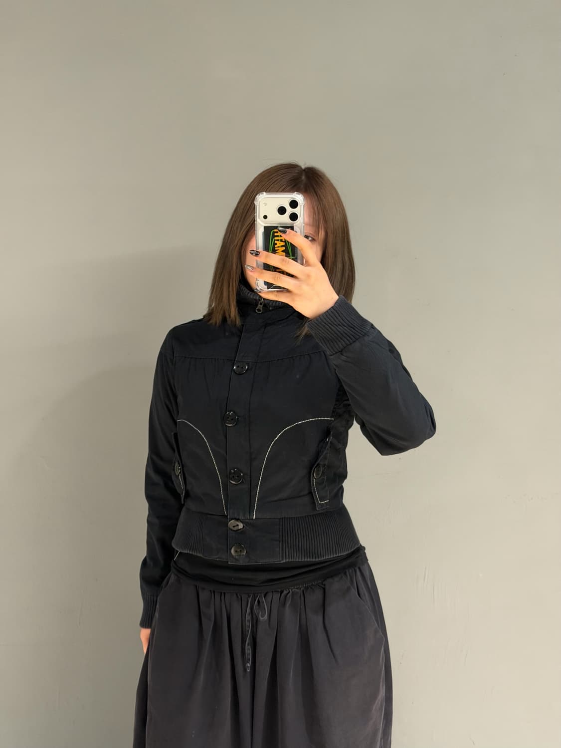 high-neck button-up crop jacket 상품이미지2