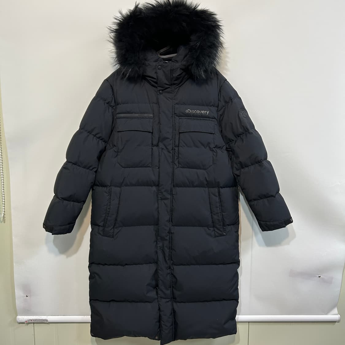 디스커버리 남성 라쿤퍼 구스다운 롱패딩 105 블랙 상품이미지1
