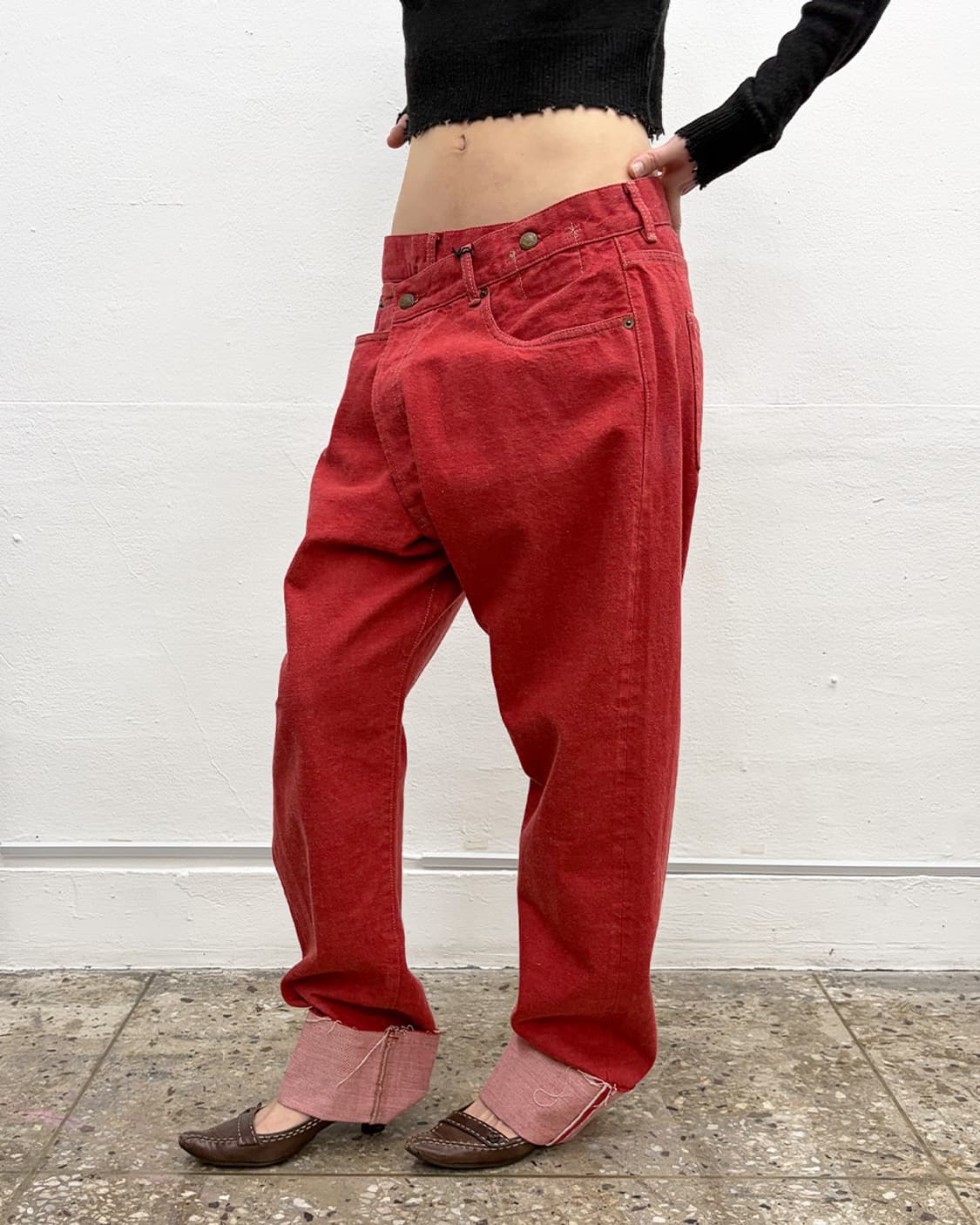 R13 커프드 크로스오버 롤업 진 상품이미지3