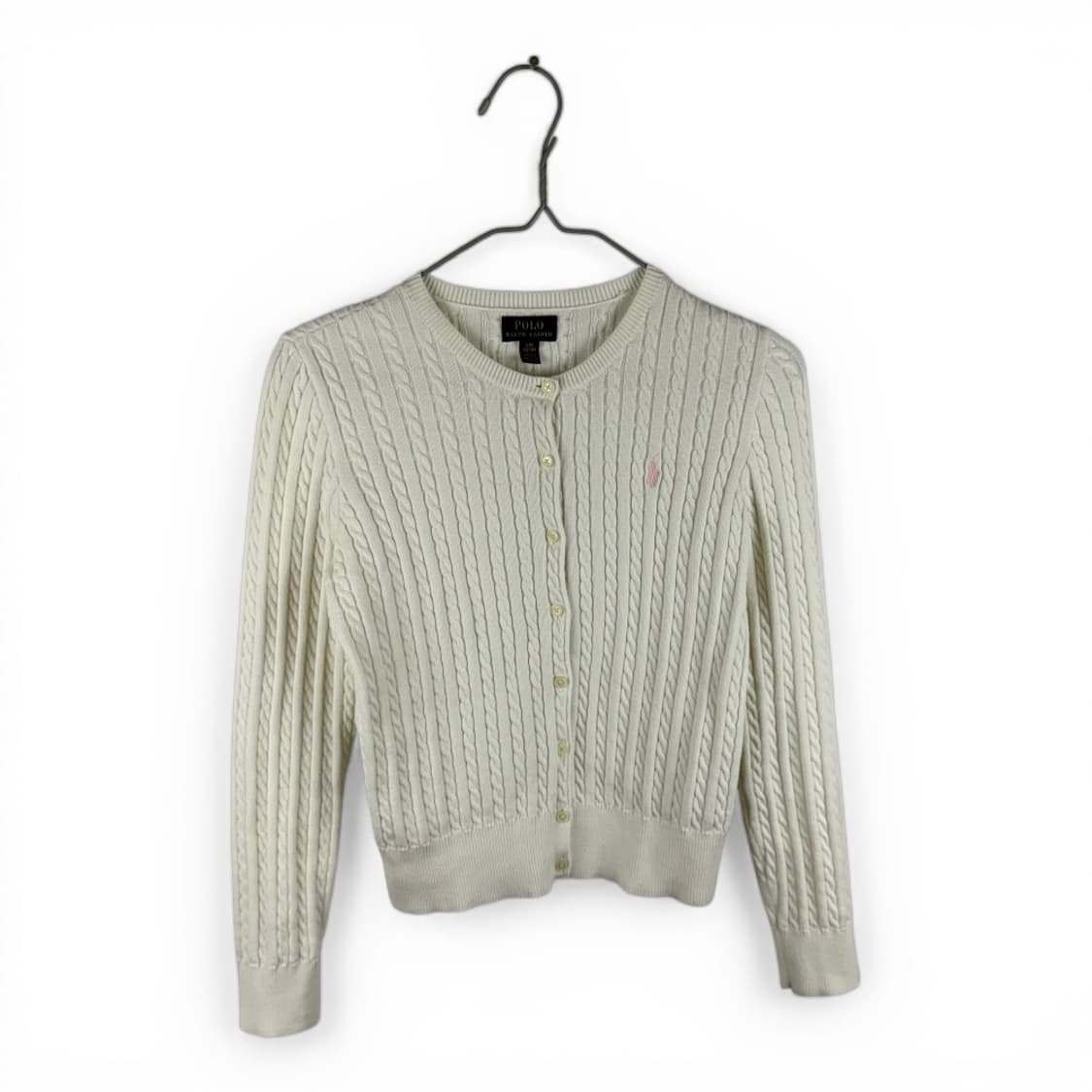  (무료배송)L) 폴로랄프로렌 키즈/우먼스 케이블 크롭 가디건 아이보리 상품이미지1