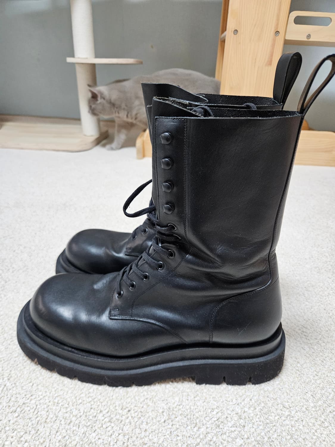 보테가 베네타 블랙 레이스업 부츠 46 상품이미지3