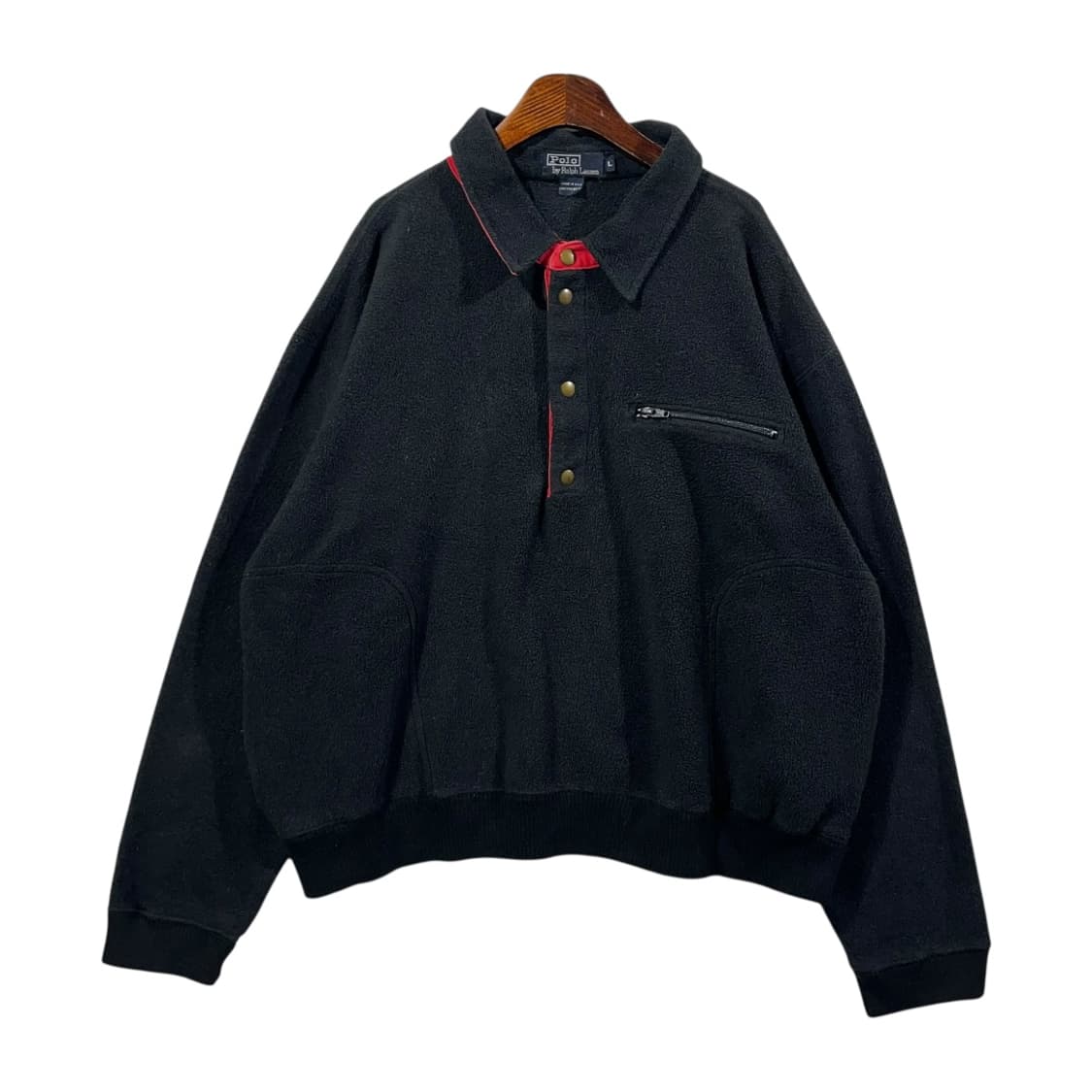 [Polo] 90s 폴로랄프로렌 배색 파이핑 플리스 스냅티 상품이미지1