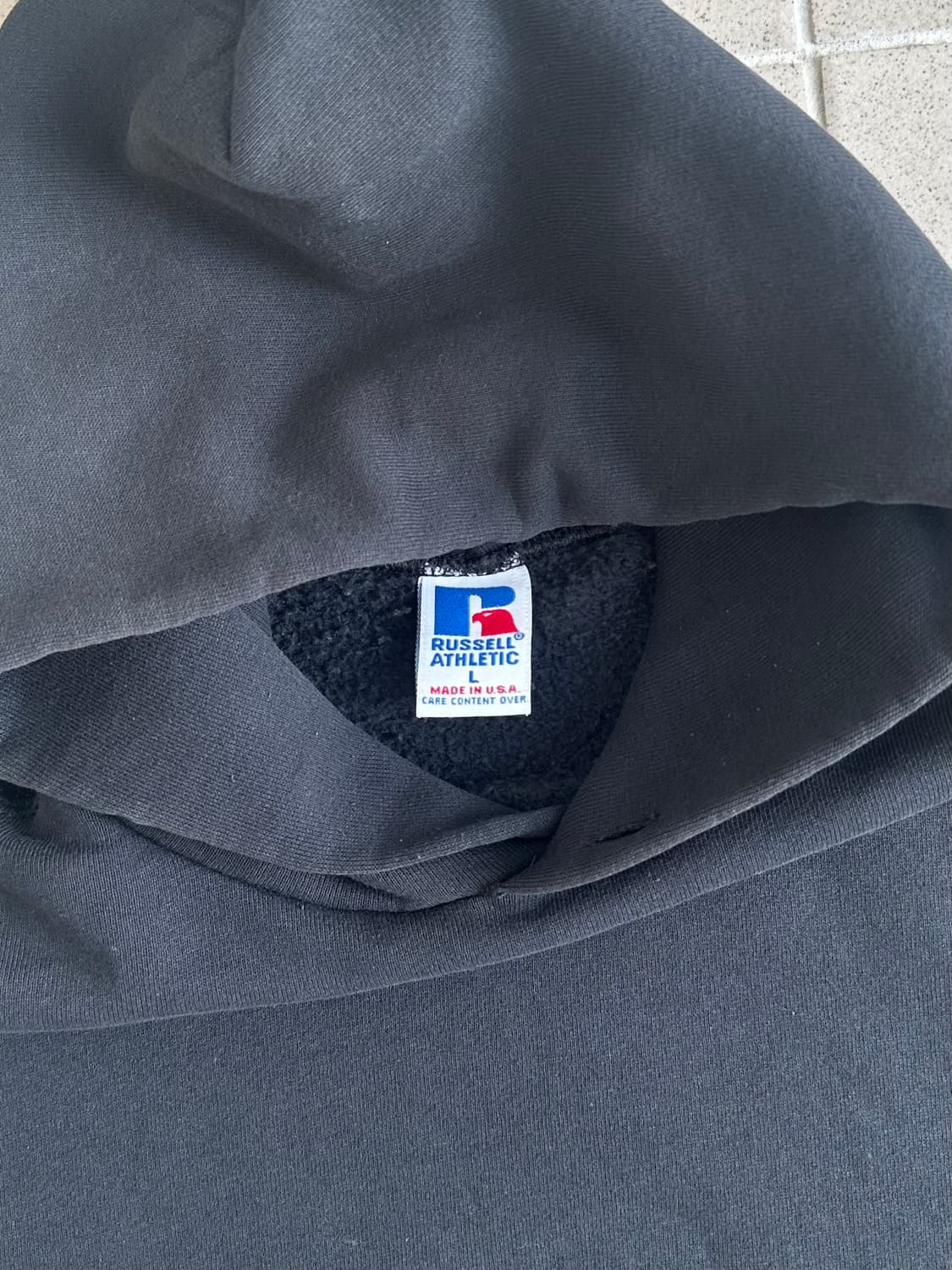 90s 빈티지 러셀 후드 블랙 L USA 상품이미지5
