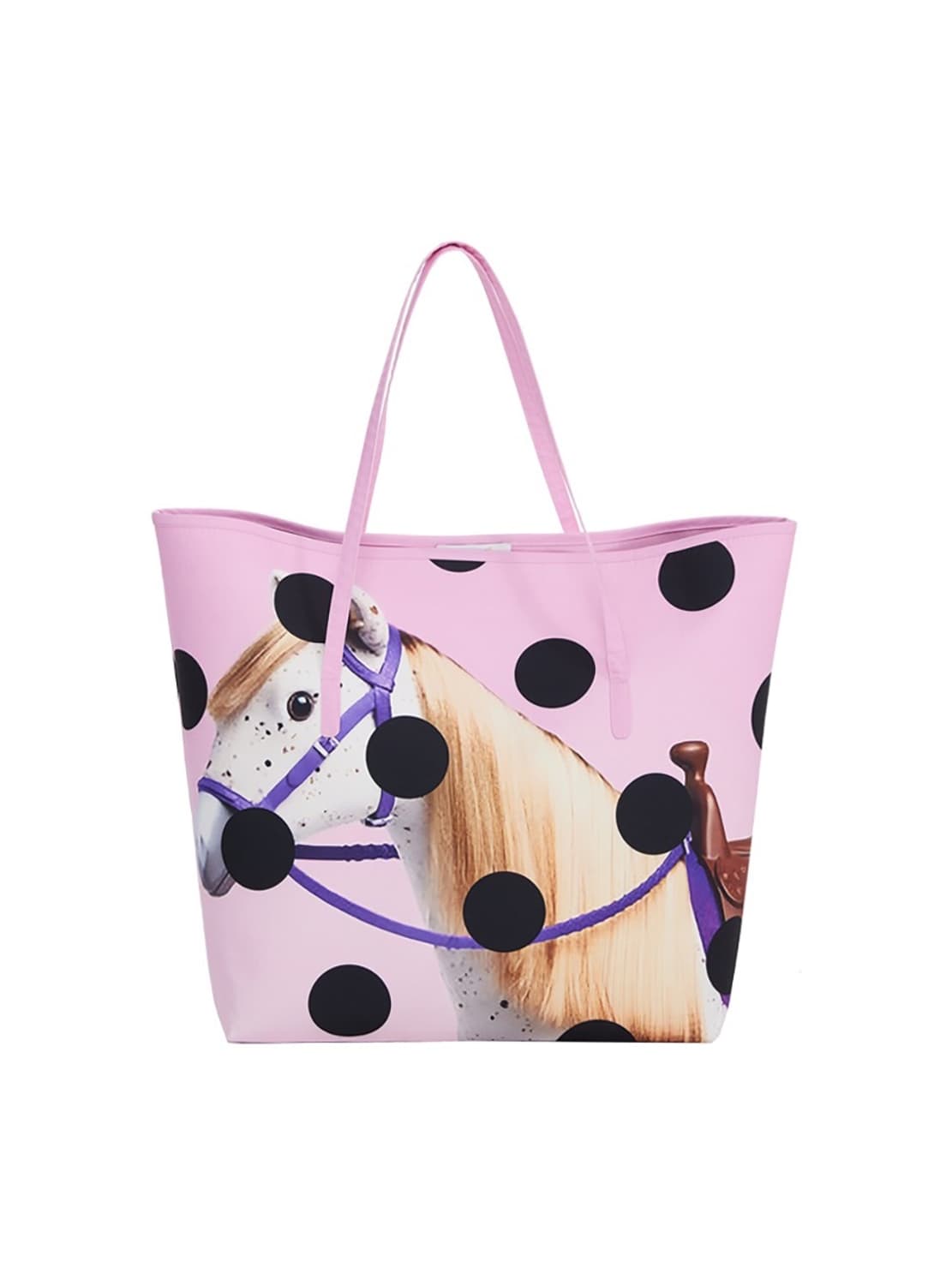 YOSHUYUKI Pink Polka Dot Pony Tote Bag 상품이미지1