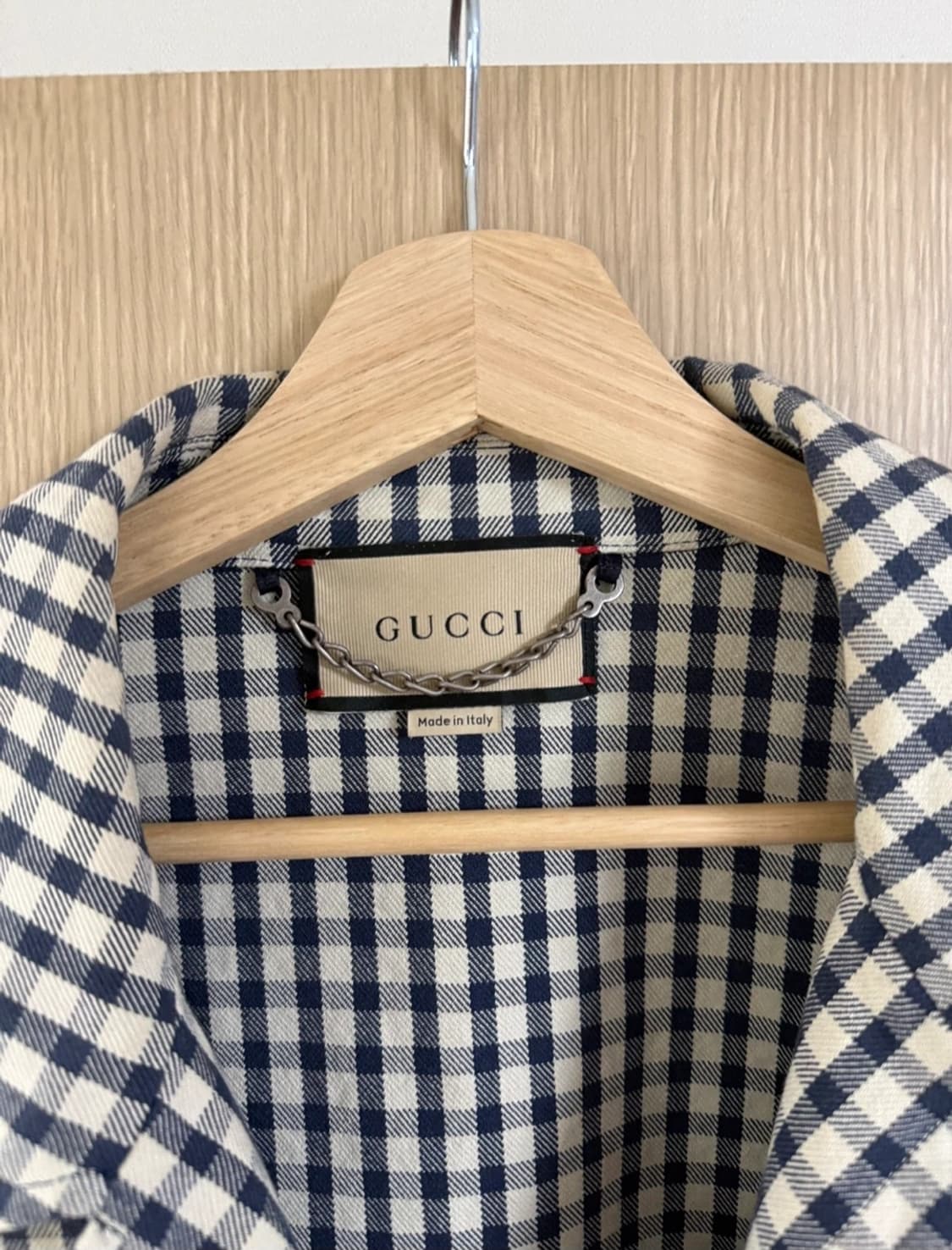 구찌 체크 자켓 깅엄체크 패드 장식 상품이미지4