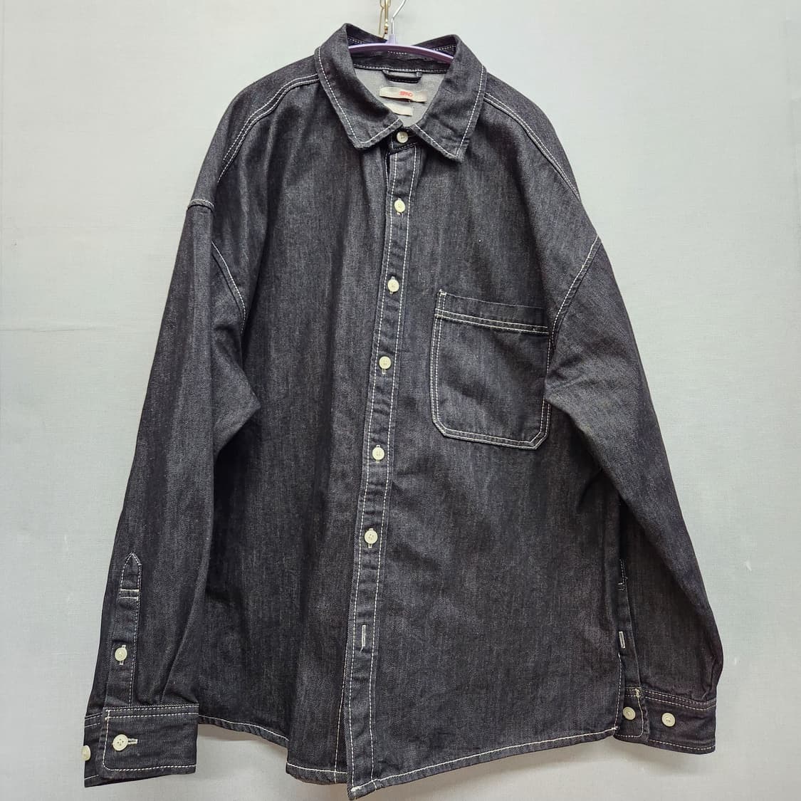 스파오 원포켓 스트치 디테일 데님 셔츠 L(XL) 상품이미지1