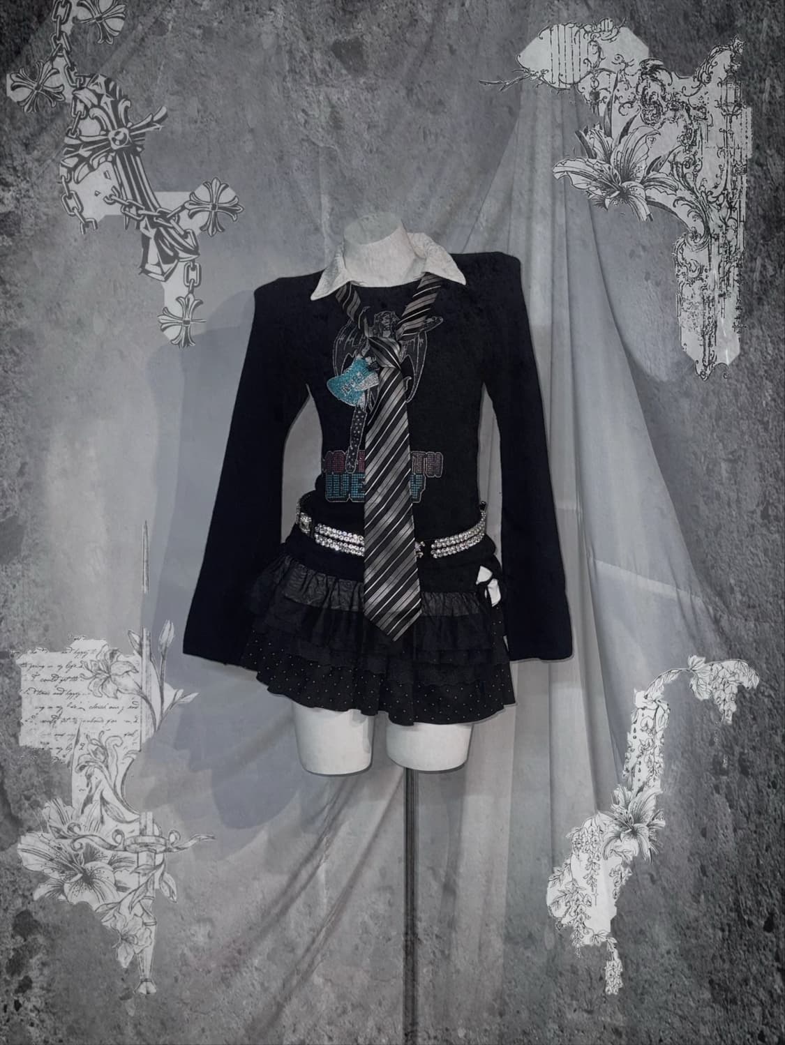 BA-TUS CLUB 바츠클럽 데일리 무채색 펑크 걸프린팅 코디세트  상품이미지1