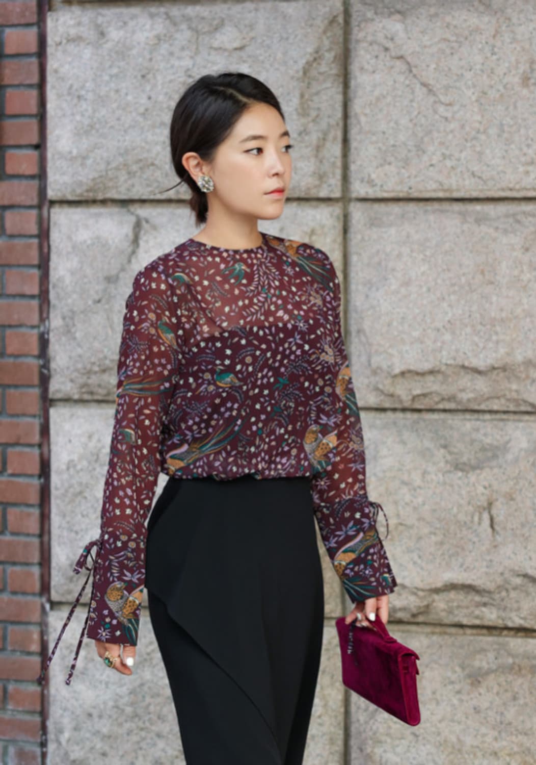 몽또또 쉬폰 커프스 블라우스 새제품 상품이미지2