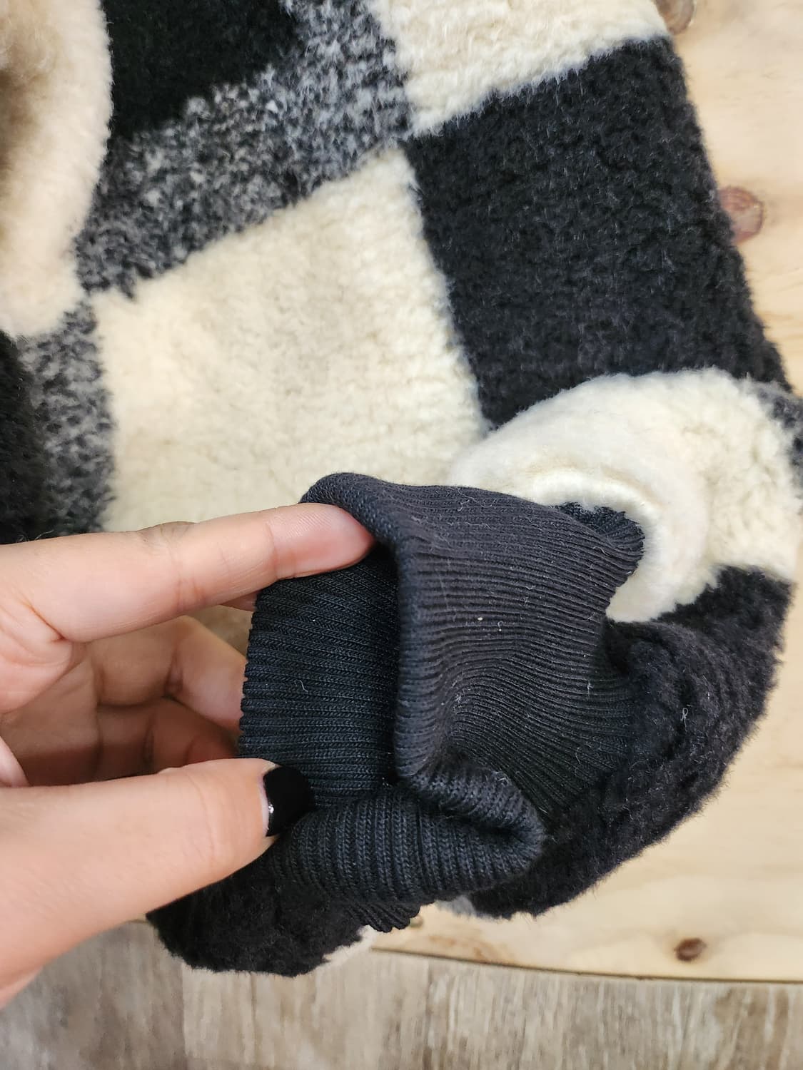 635) CHARM 체크 뽀글이 덤블 집업 자켓 상품이미지4