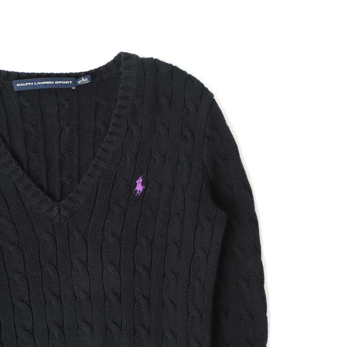 폴로 랄프로렌 블랙 브이넥 케이블 니트 상품이미지3