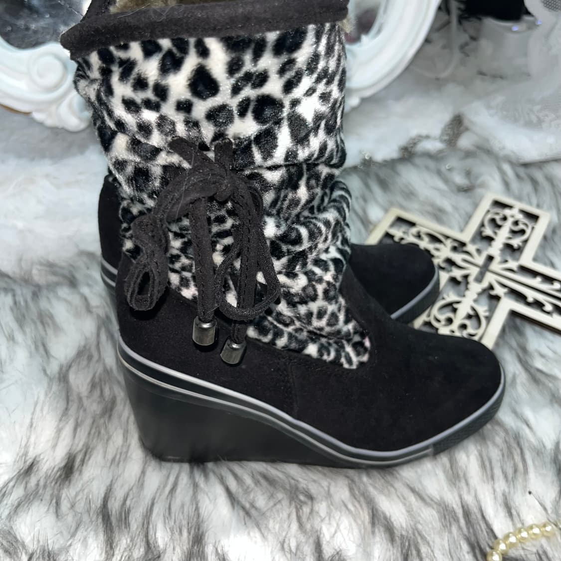 지브라 웨지 힐인 부츠 상품이미지5