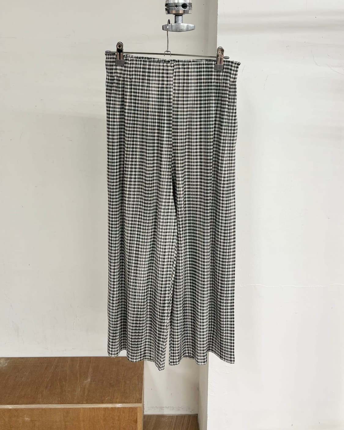 플리츠 플리즈 체크패턴 밴딩 하프 팬츠 상품이미지1