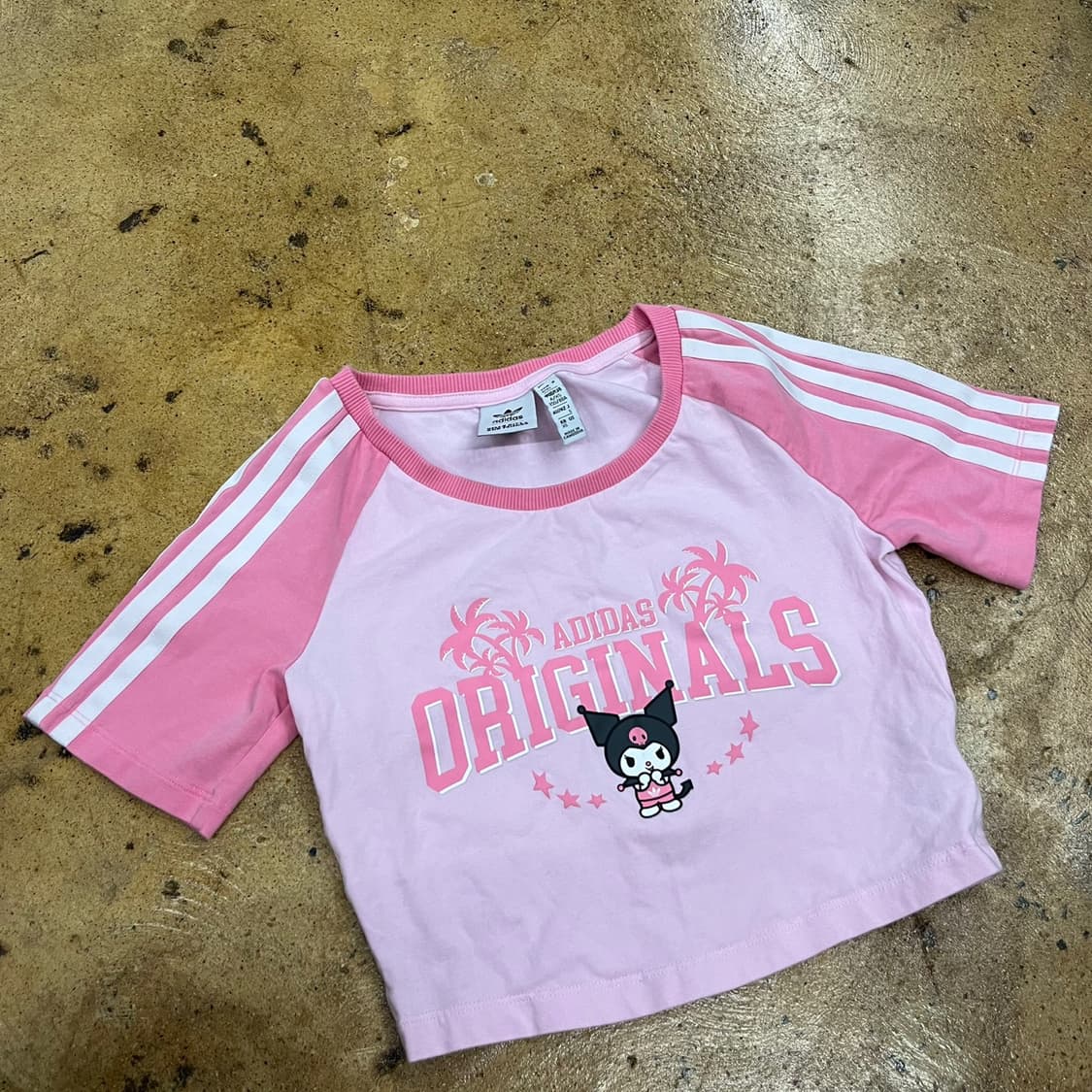 아디다스 쿠로미 배색 핑크 딸기우유 크롭 반팔  상품이미지1