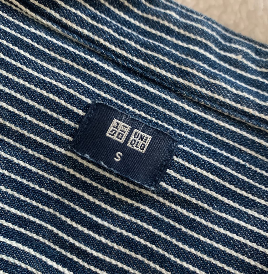 일본 유니클로 히코리 스트라이프 루즈핏 차이나 칼라 데님 셔츠 상품이미지4