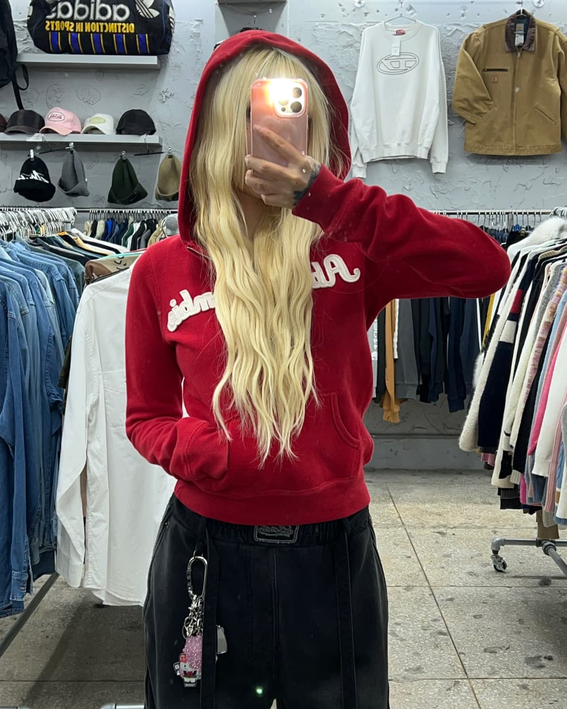 착샷O 아베크롬비 레드 반집업 후드 상품이미지4