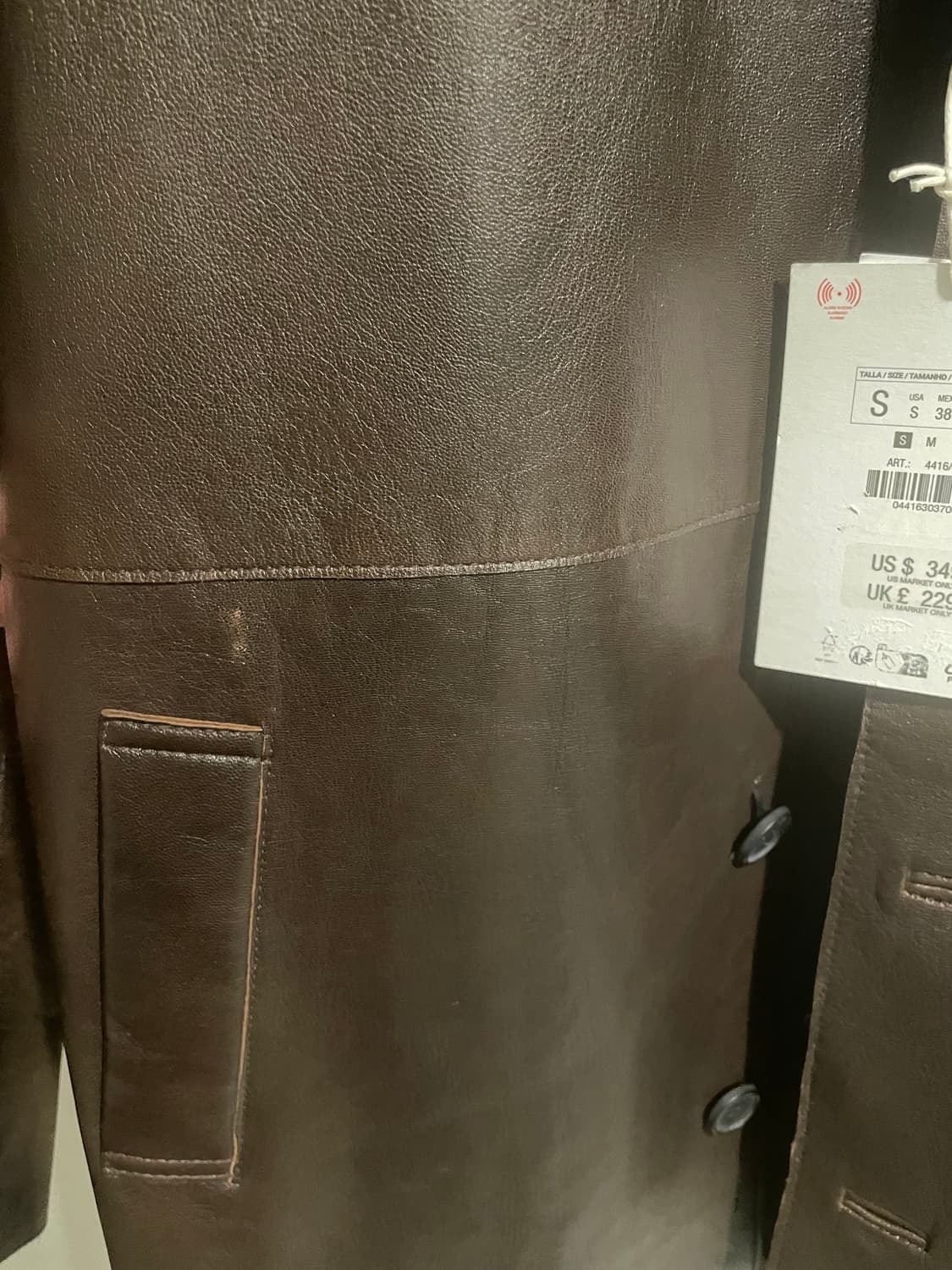 자라 레더 카코트 브라운 판매a 상품이미지4