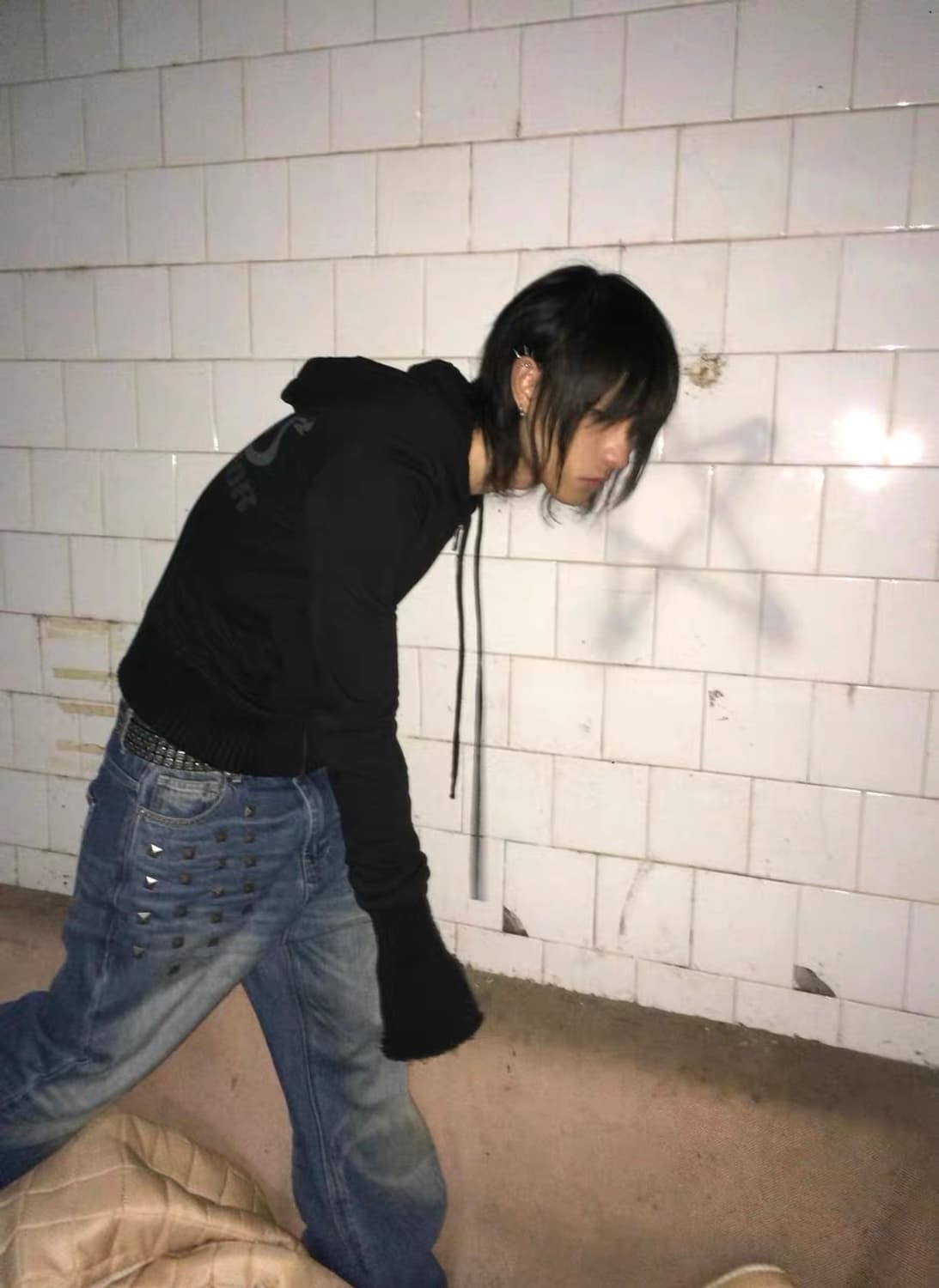 Blue Studded Washed Loose Jeans 상품이미지9